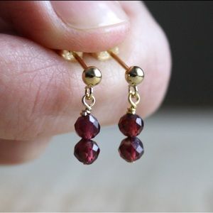 Garnet earrings stud 14k gold Filled drop earrings handmade gemstone jewelry